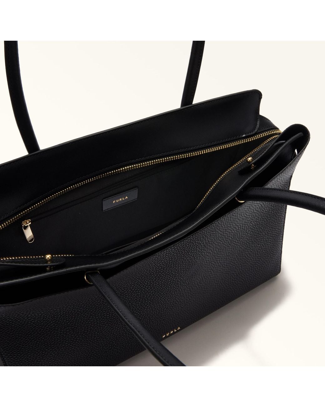 Furla Black Eris Tote Nero Keria Grained Calf Leather + Sidney Calf Leather