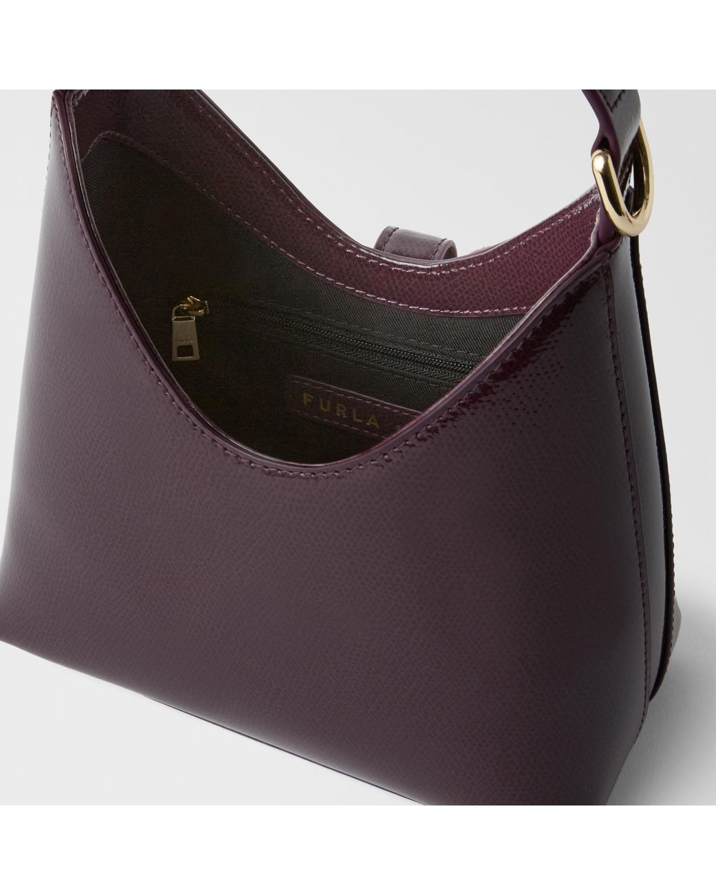Furla Purple Iride Mini Bag Winter Bloom Varnished Ares Textured Leather