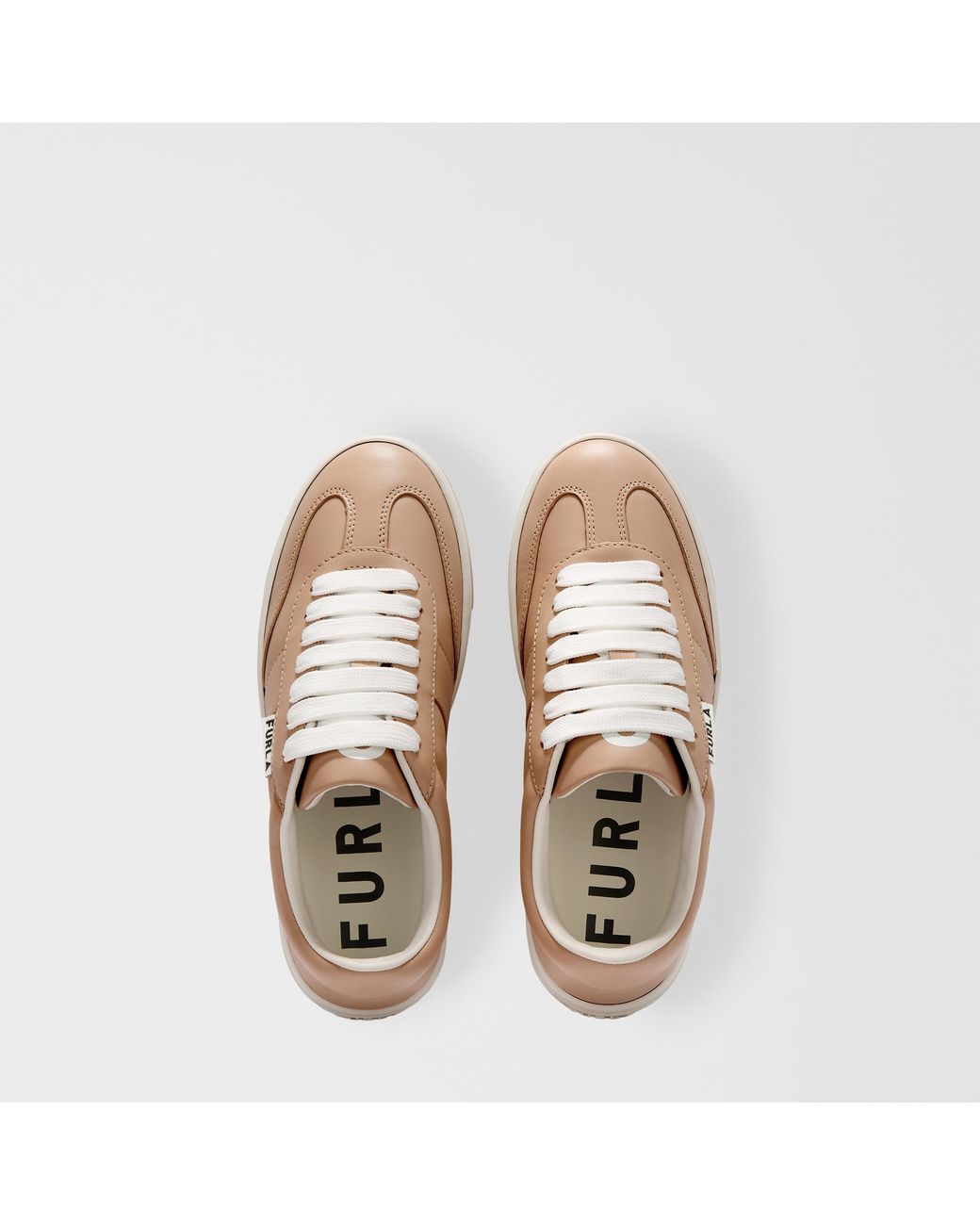 Furla Natural Step Sneakers Greige Smooth Leather
