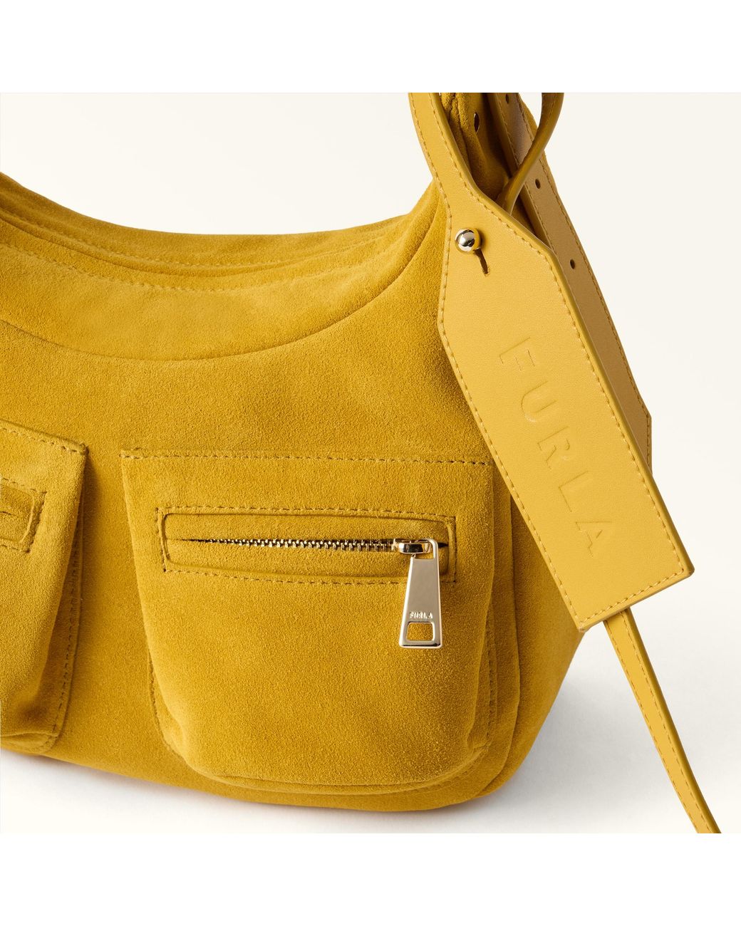 Furla Yellow Lynette Shoulder Bag Toni Giallo Senape Suede