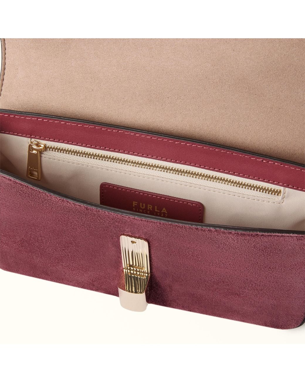 Furla Purple Iride Crossbody Toni Apple Suede + Sidney Calf Leather + Studs