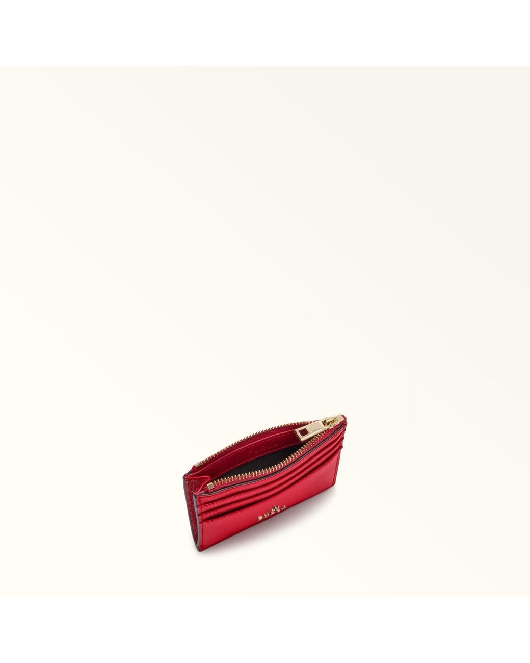 Furla Camelia Card Case Ruby Textured Leather