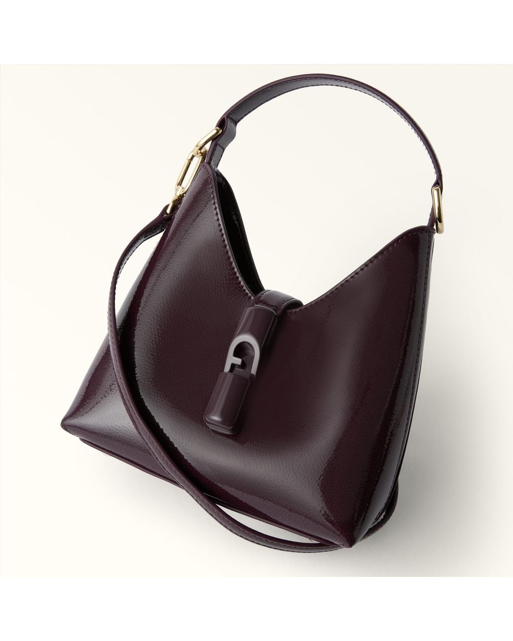 Furla Purple Iride Mini Bag Winter Bloom Varnished Ares Textured Leather