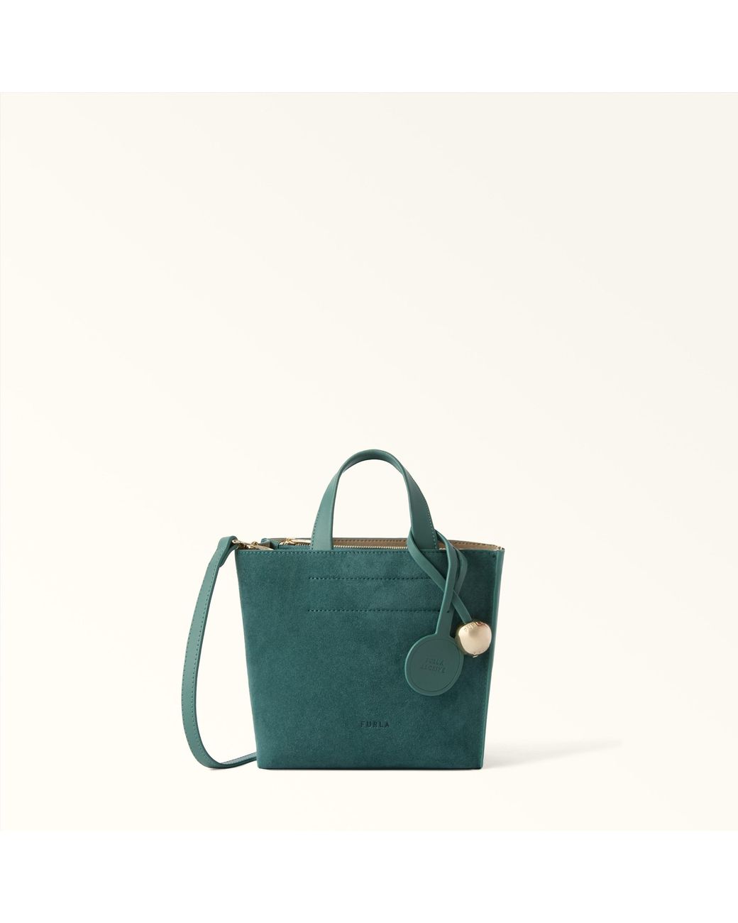 Furla Green Divide It Tote Mini Toni Edera Suede + Sidney Calf Leather