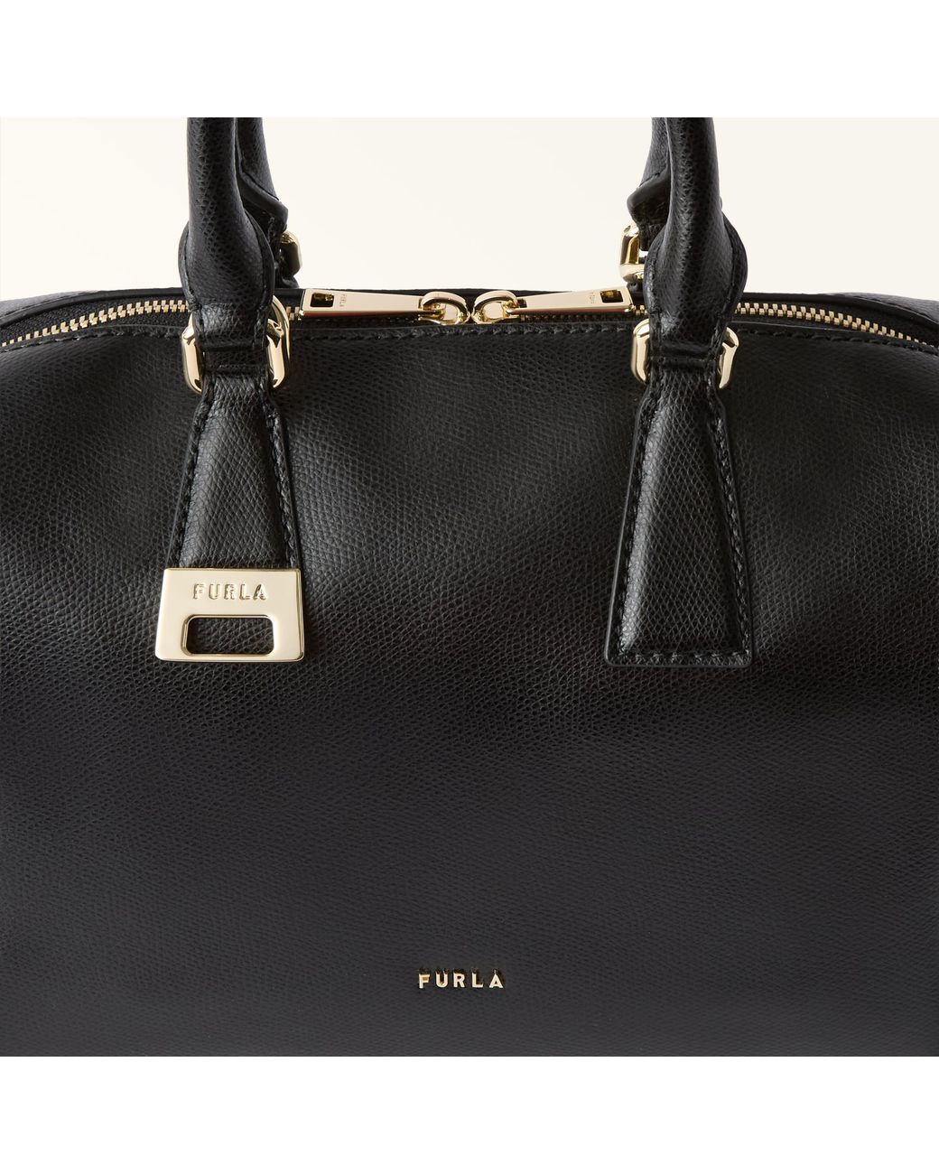 Furla Black Olivia Boston Bag S Nero Ares Soft Textured Leather