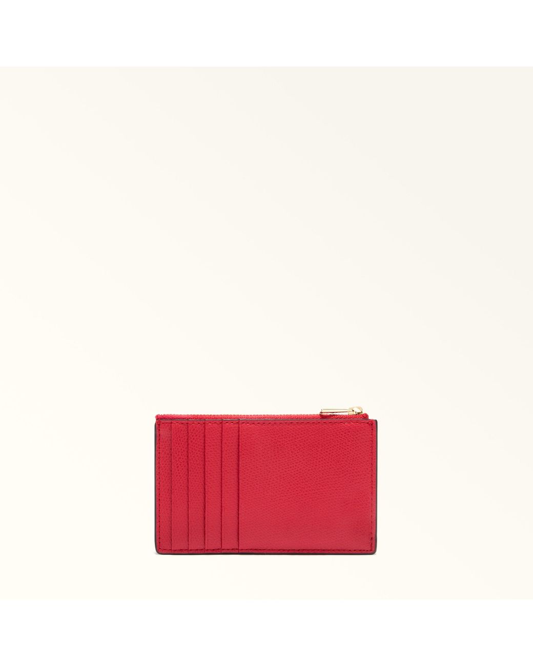 Furla Camelia Card Case Ruby Textured Leather
