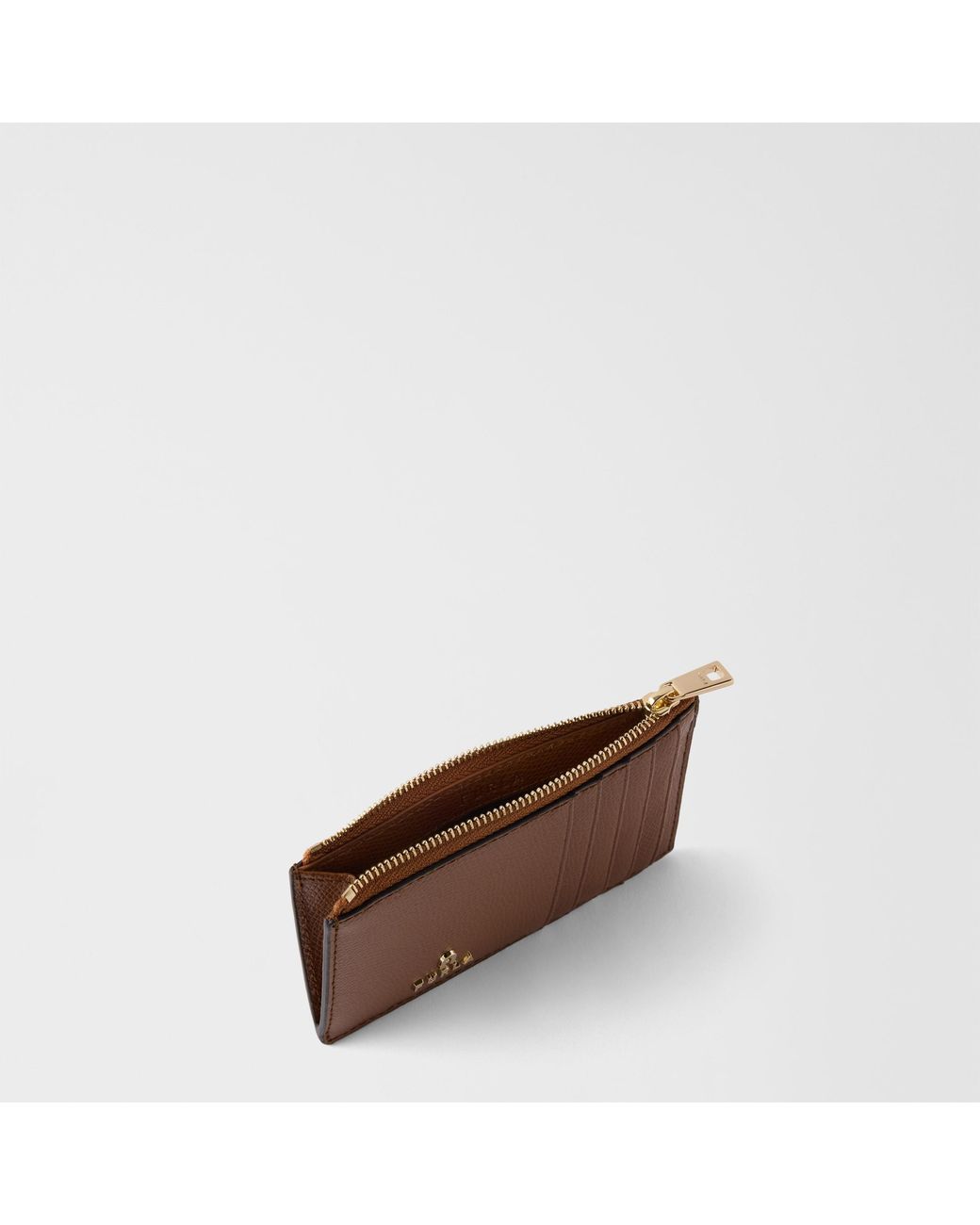 Furla Brown Camelia Card Case Cognac H Textured Leather