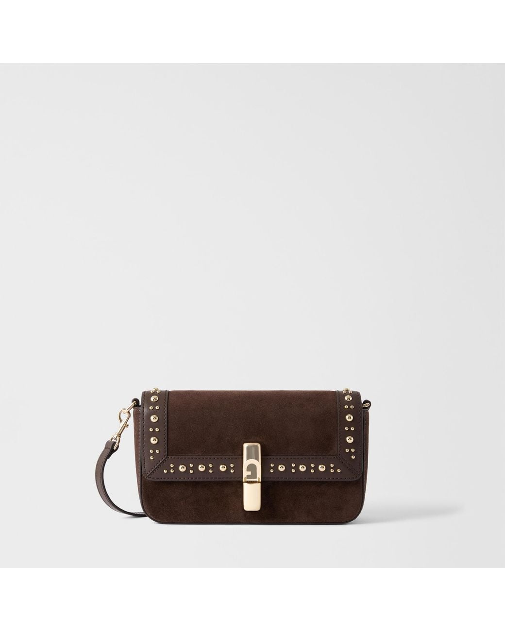 Furla Brown Iride Crossbody Toni Cioccolato Suede + Sidney Calf Leather + Studs