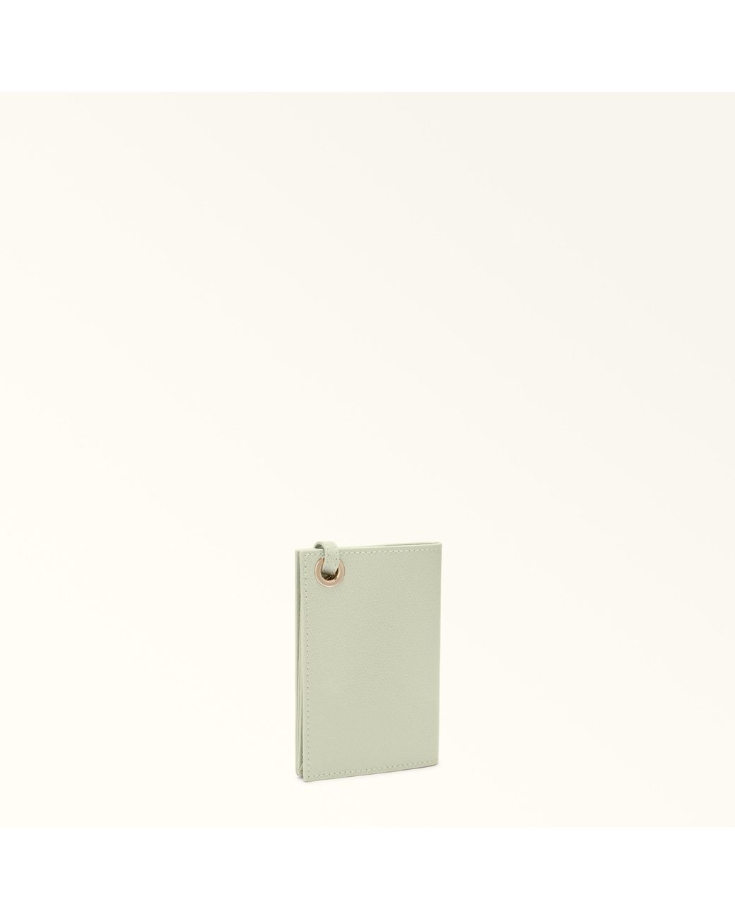 Furla Natural Laura Card Case Light Salvia Textured Leather