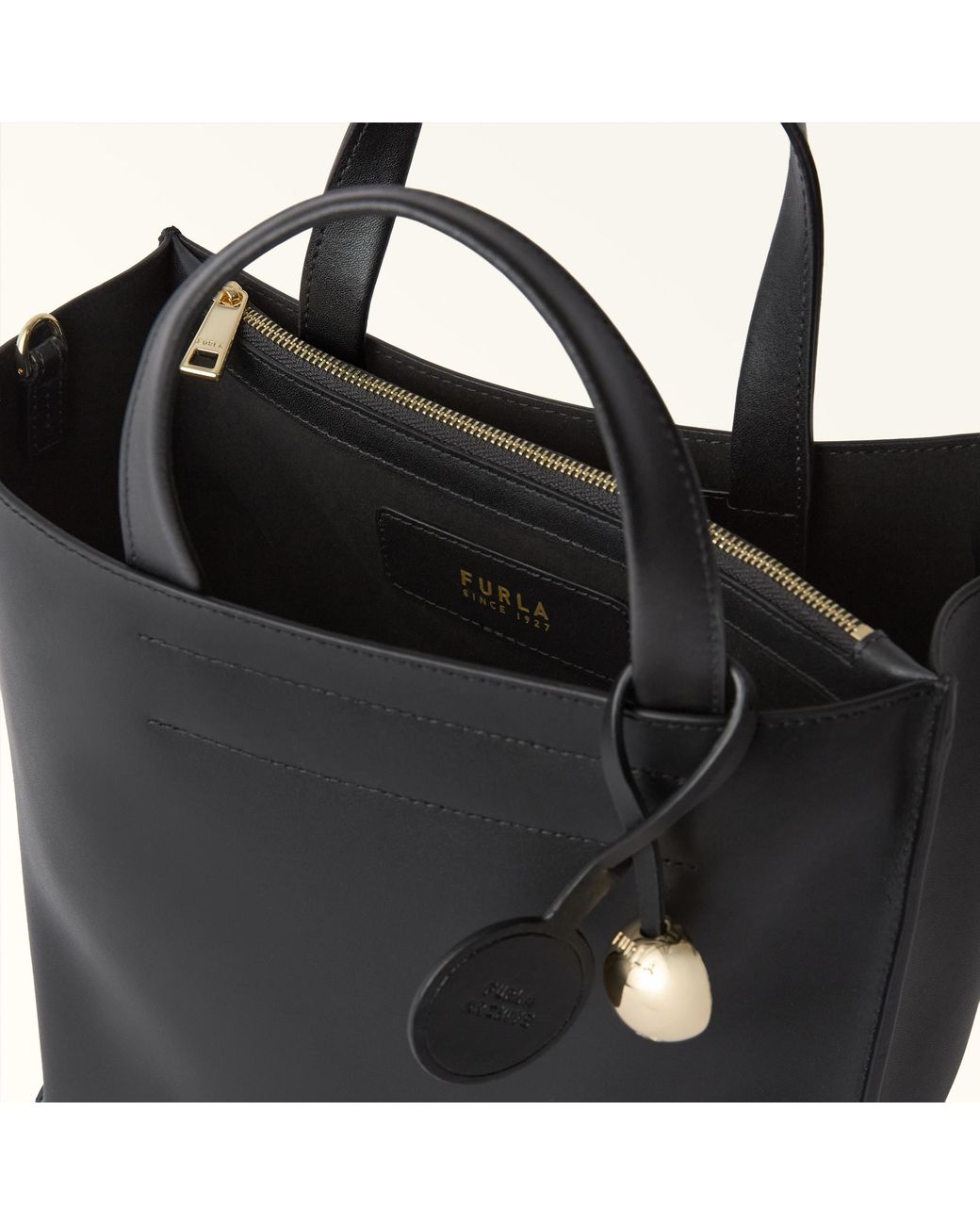 Furla Black Divide It Tote Nero Sidney Calf Leather