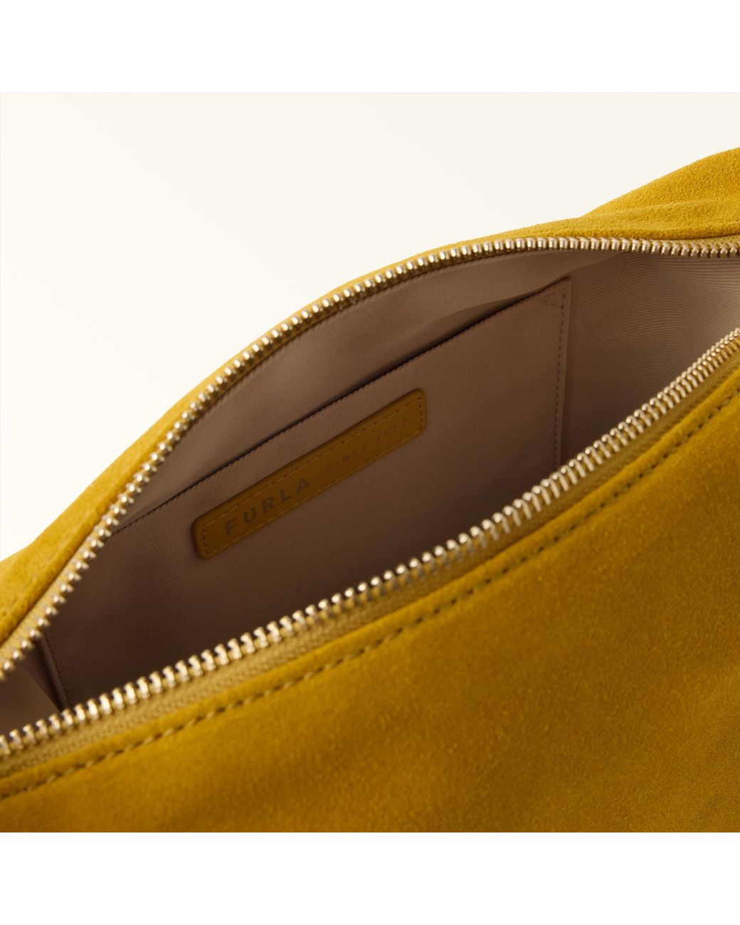 Furla Yellow Tonie Shoulder Bag Xl Toni Giallo Senape Suede