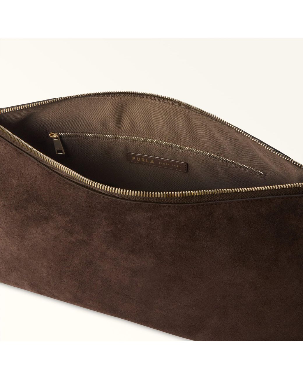 Furla Brown Debby Shoulder Bag L Toni Espresso Suede + Sidney Calf Leather