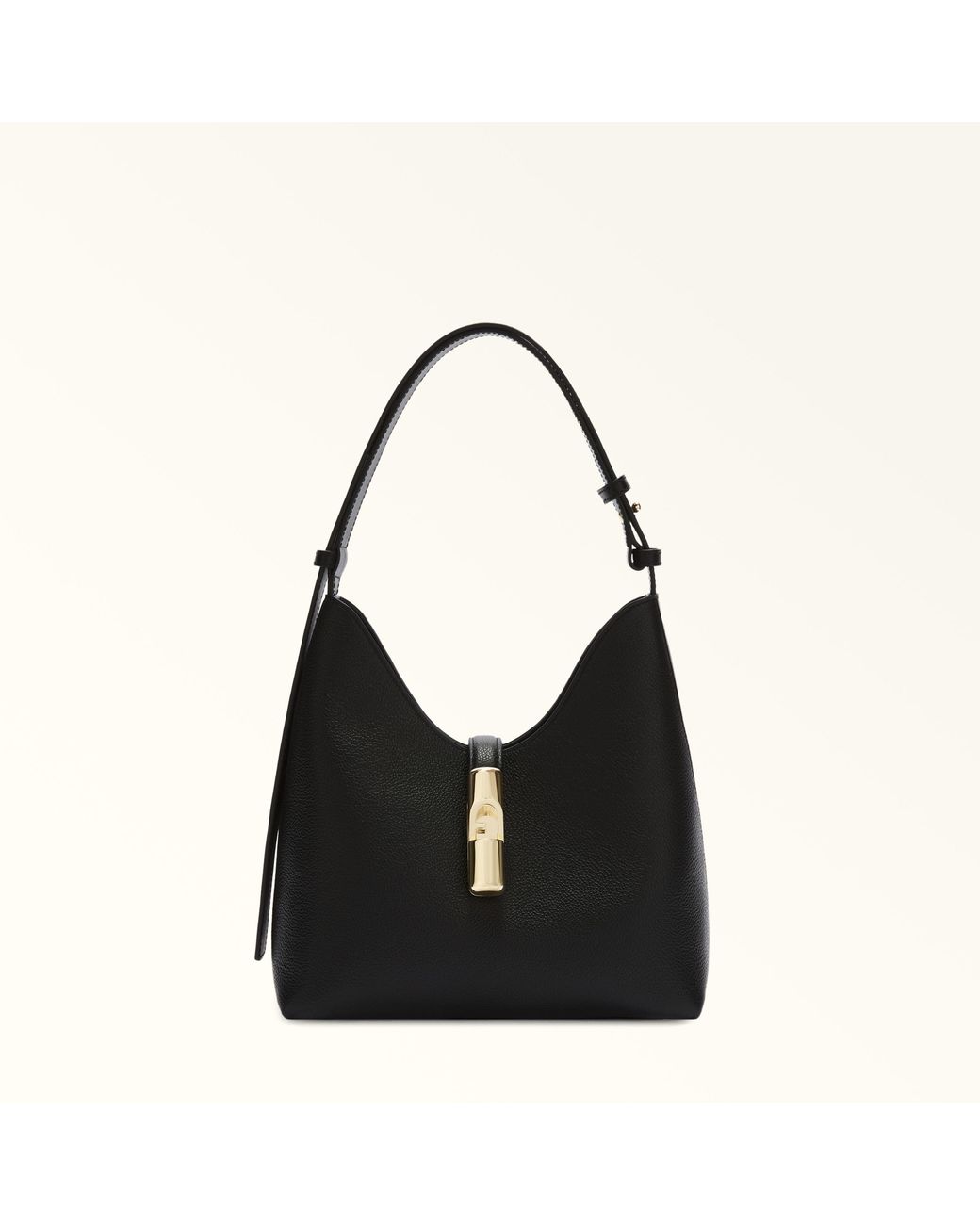 Furla Black Goccia Shoulder Bag Nero Night Calf Leather
