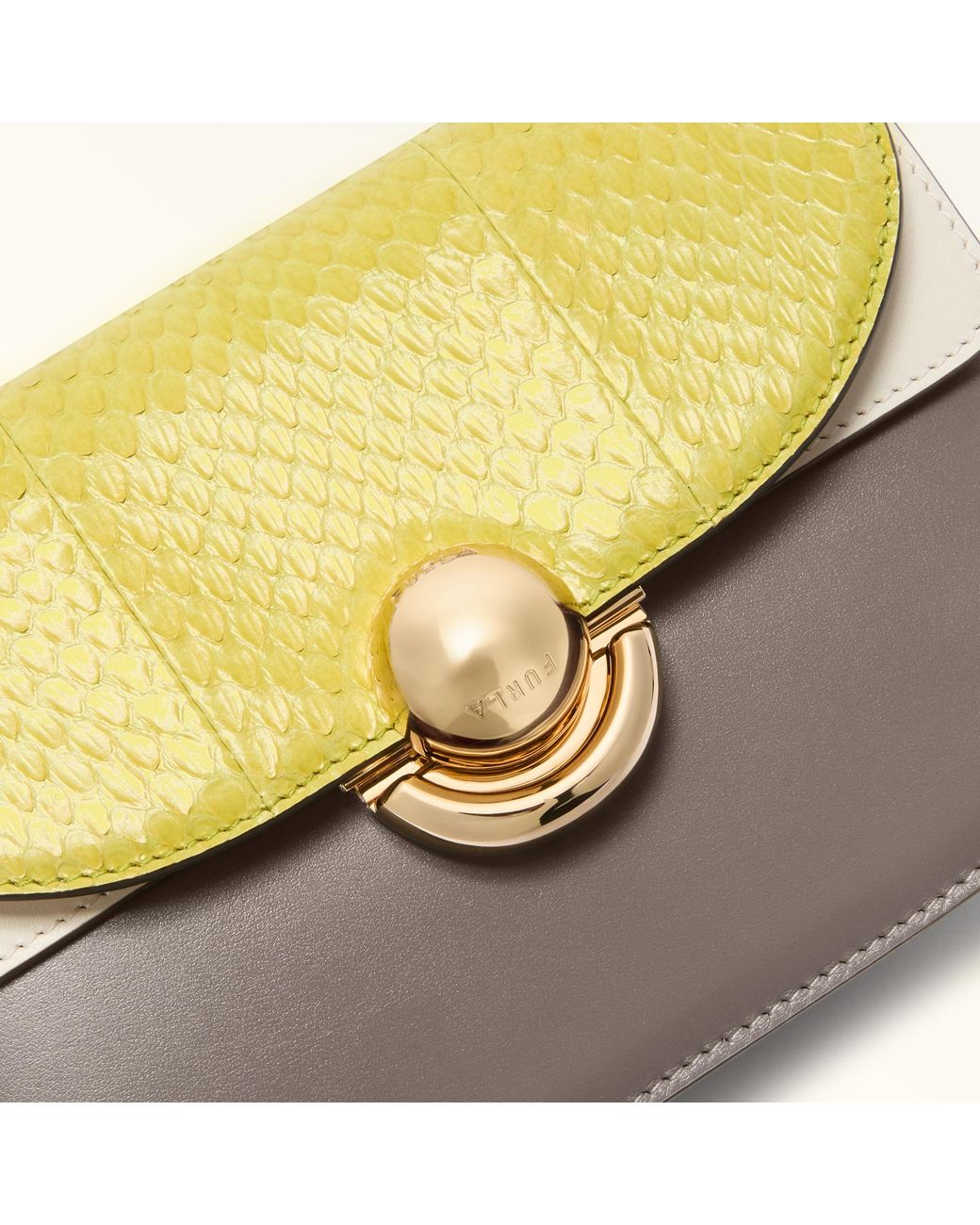 Furla Yellow Sfera Crossbody Mini Mudec Elaphe Lux Leather + Soft Calf Leather