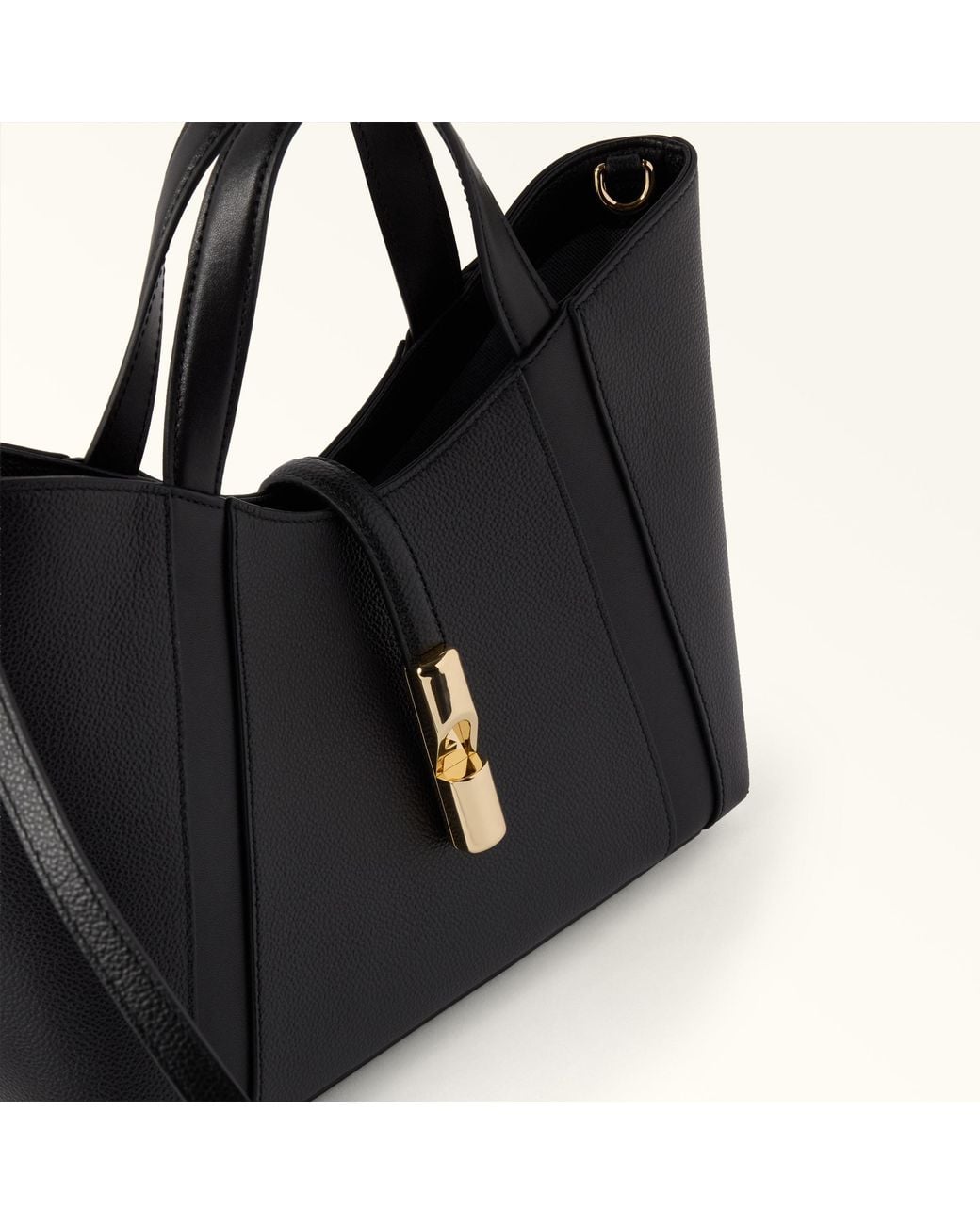 Furla Black Goccia Shoulder Bag Nero Night Calf Leather + Sidney Calf Leather