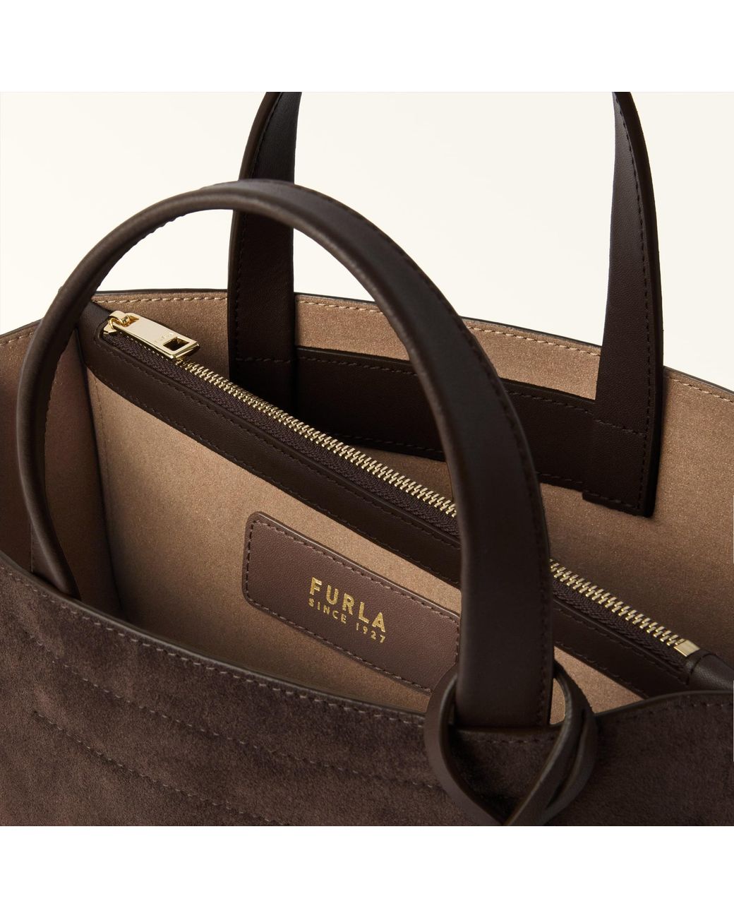 Furla Brown Divide It Tote Toni Espresso Suede + Sidney Calf Leather