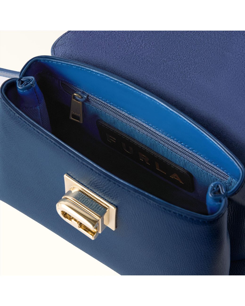 Furla Blue 1927 Top Handle Mini Textured Leather