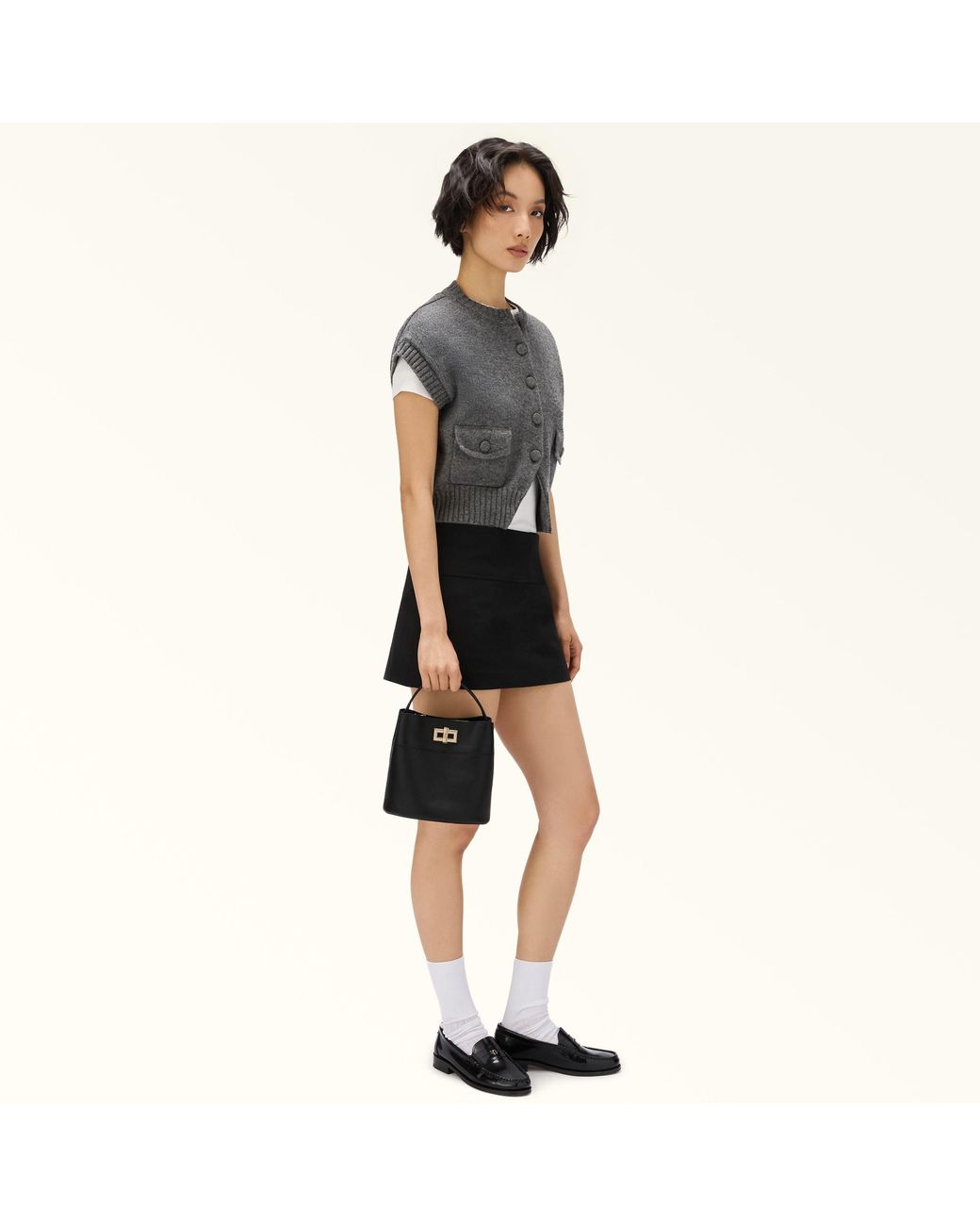 Furla Black Amelia Bucket Bag L Nero Grained Calf Leather