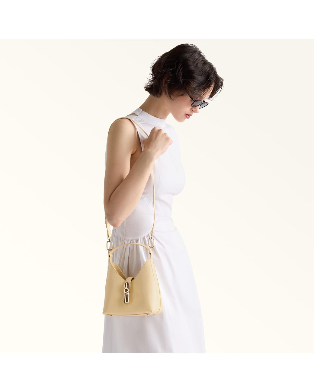 Furla Natural Iride Mini Bag Cremino Textured Leather