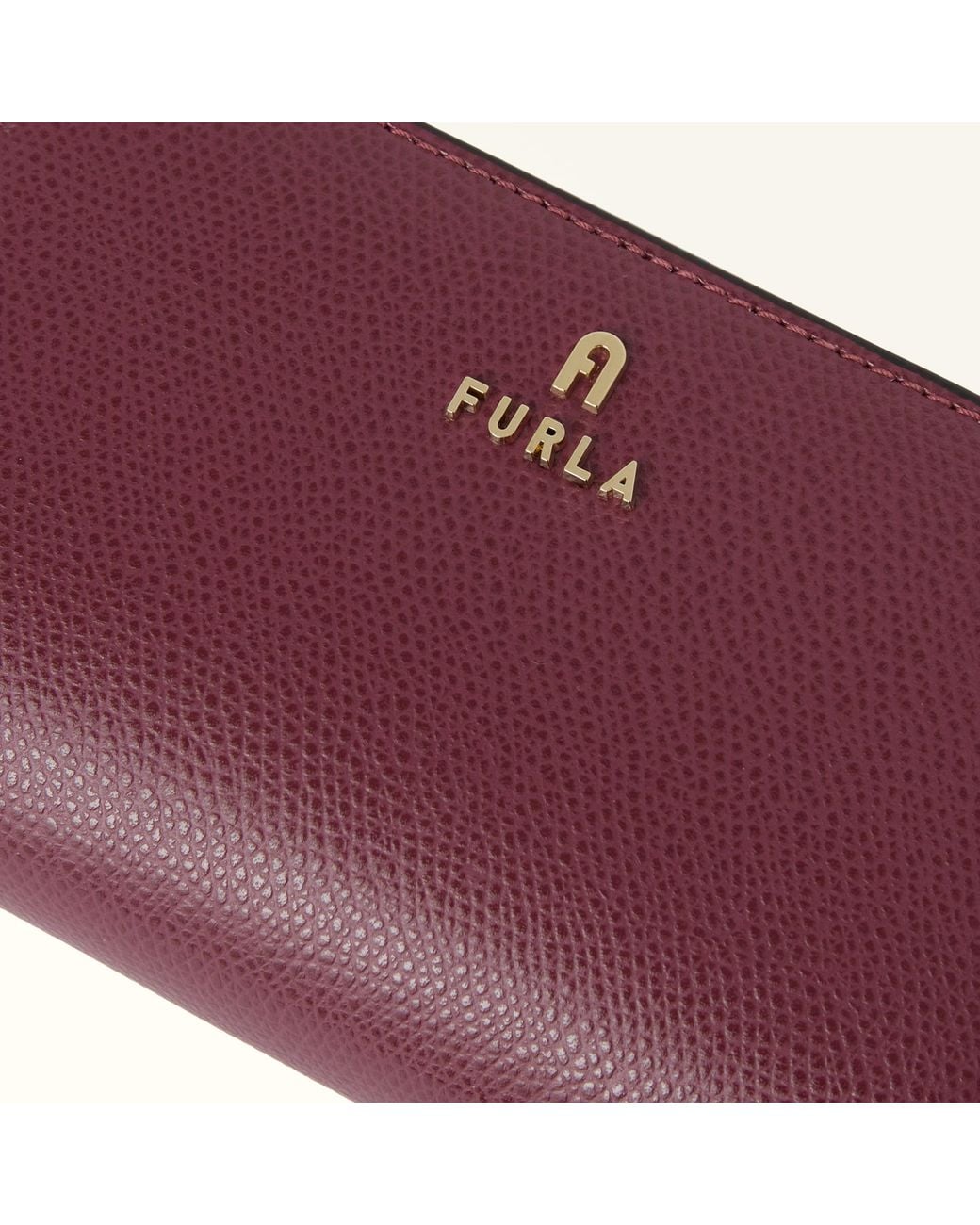 Furla Purple Camelia Compact Wallet Apple Textured Leather