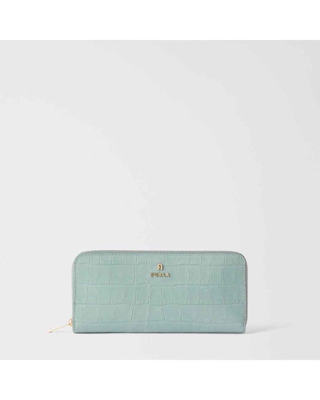 Furla Green Camelia Zip Around Winter Sky Cocco Print Calf Leather