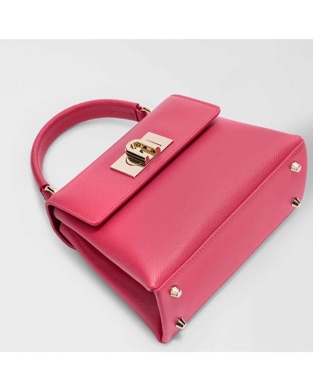 Furla Pink 1927 Top Handle Mini Velvet Textured Leather