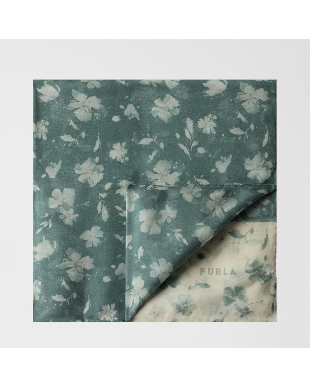 Furla Green Primavera Stole 70X200 Toni Edera Silk Chiffon With Floral Dots Print