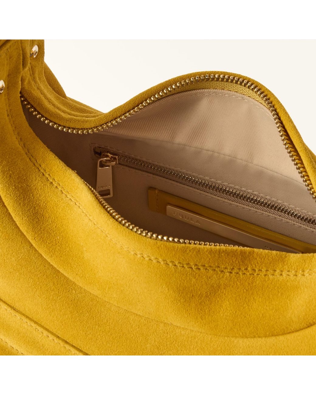 Furla Yellow Lynette Shoulder Bag Toni Giallo Senape Suede