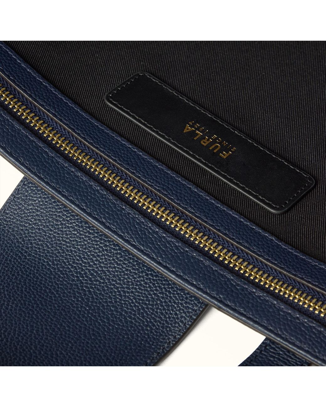 Furla Blue Amelia Tote Ink Diamond Grained Leather