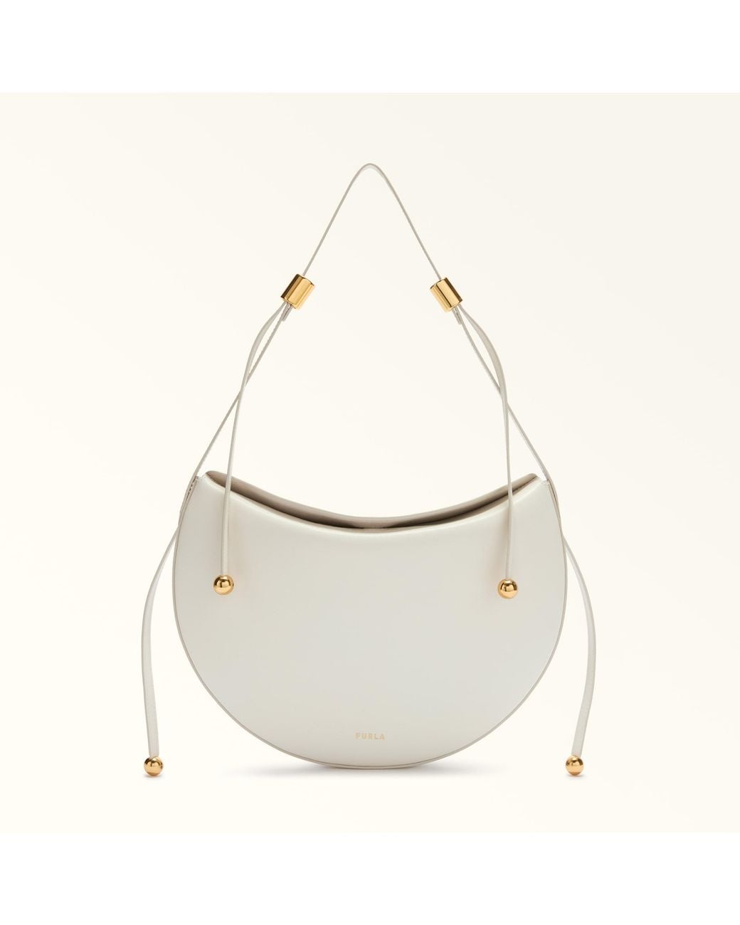 Furla White Moonstone Shoulder Bag S Panna Sidney Calf Leather