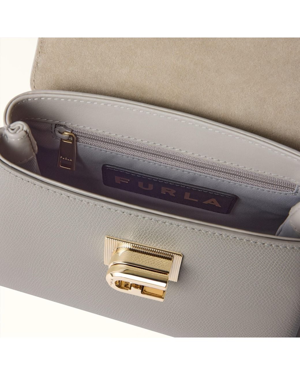Furla Natural 1927 Top Handle Mini Stone Textured Leather
