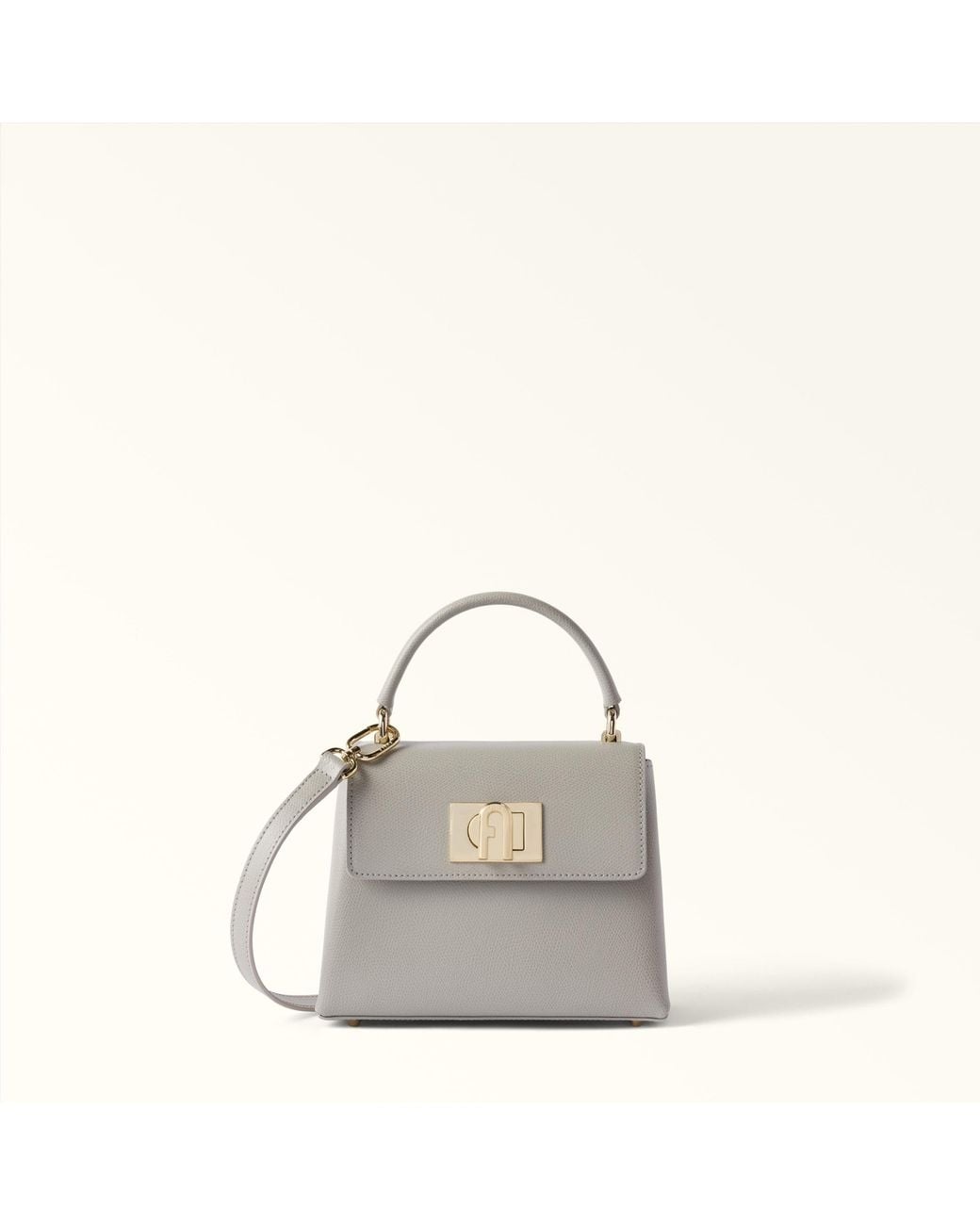 Furla Natural 1927 Top Handle Mini Stone Textured Leather
