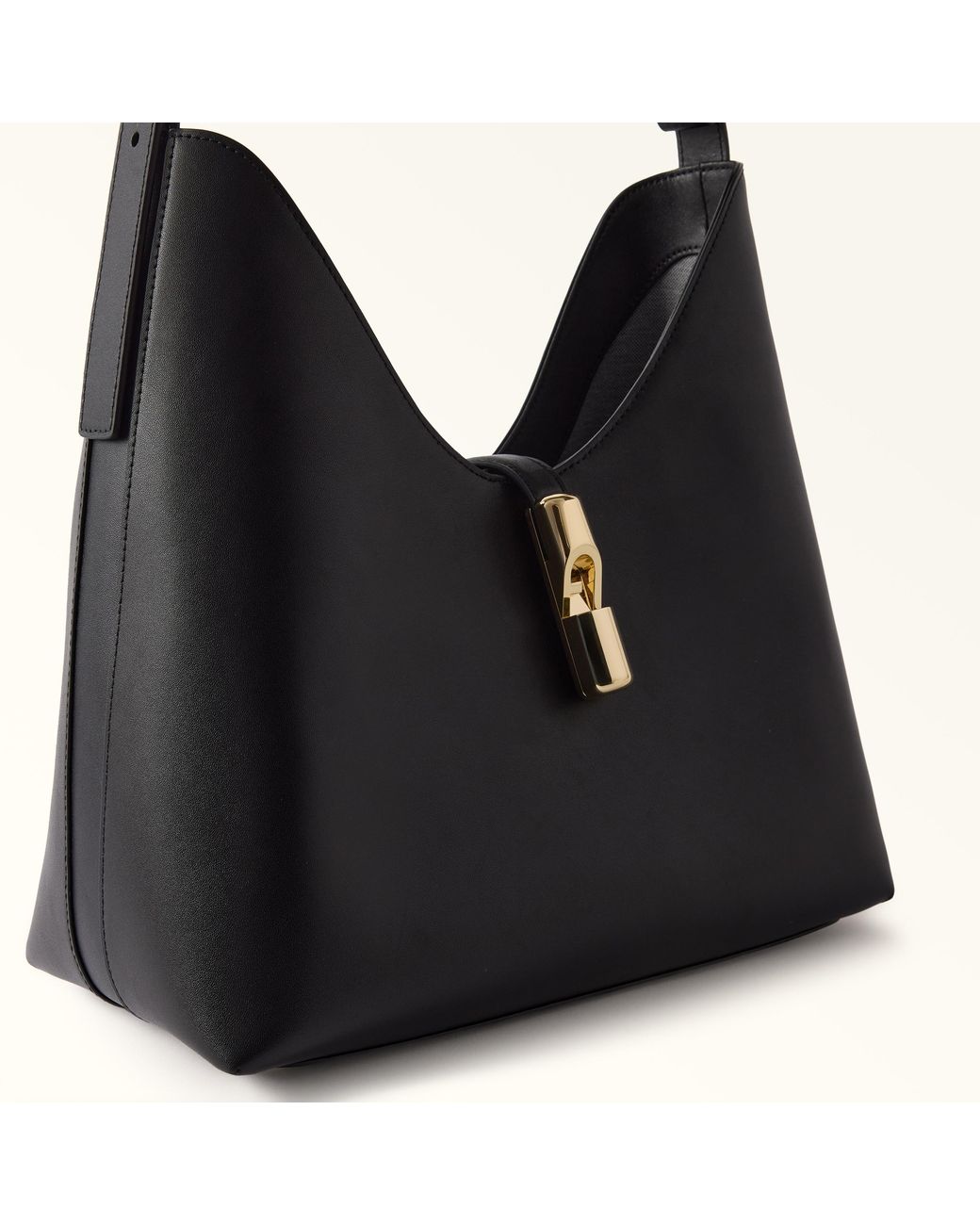 Furla Black Goccia Shoulder Bag Nero Sidney Calf Leather