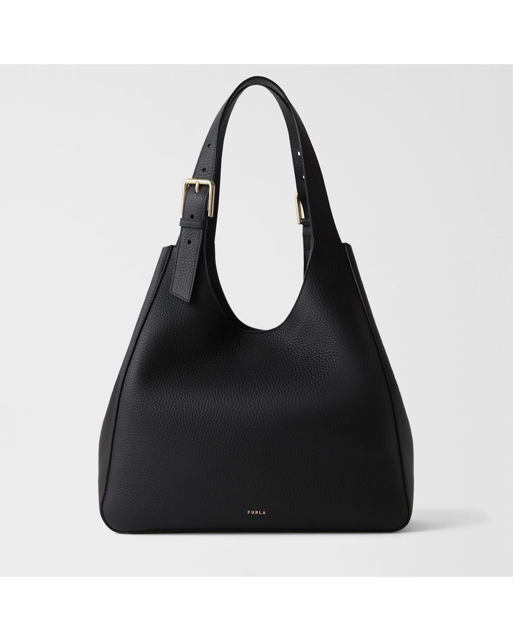 Furla Black Dora Tote M Nero Nisos Double Grained Leather