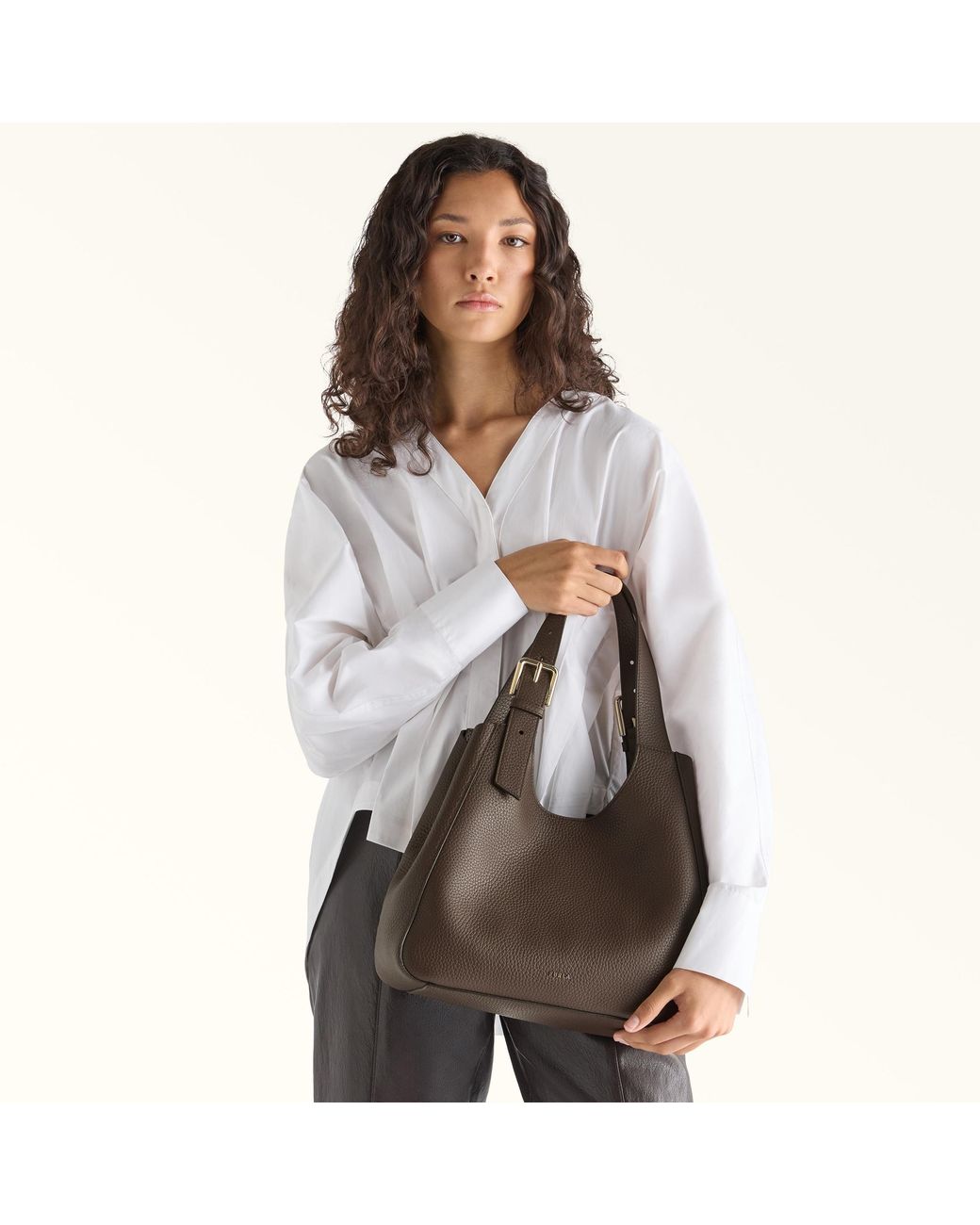 Furla Brown Dora Tote Cioccolato Nisos Double Grained Leather
