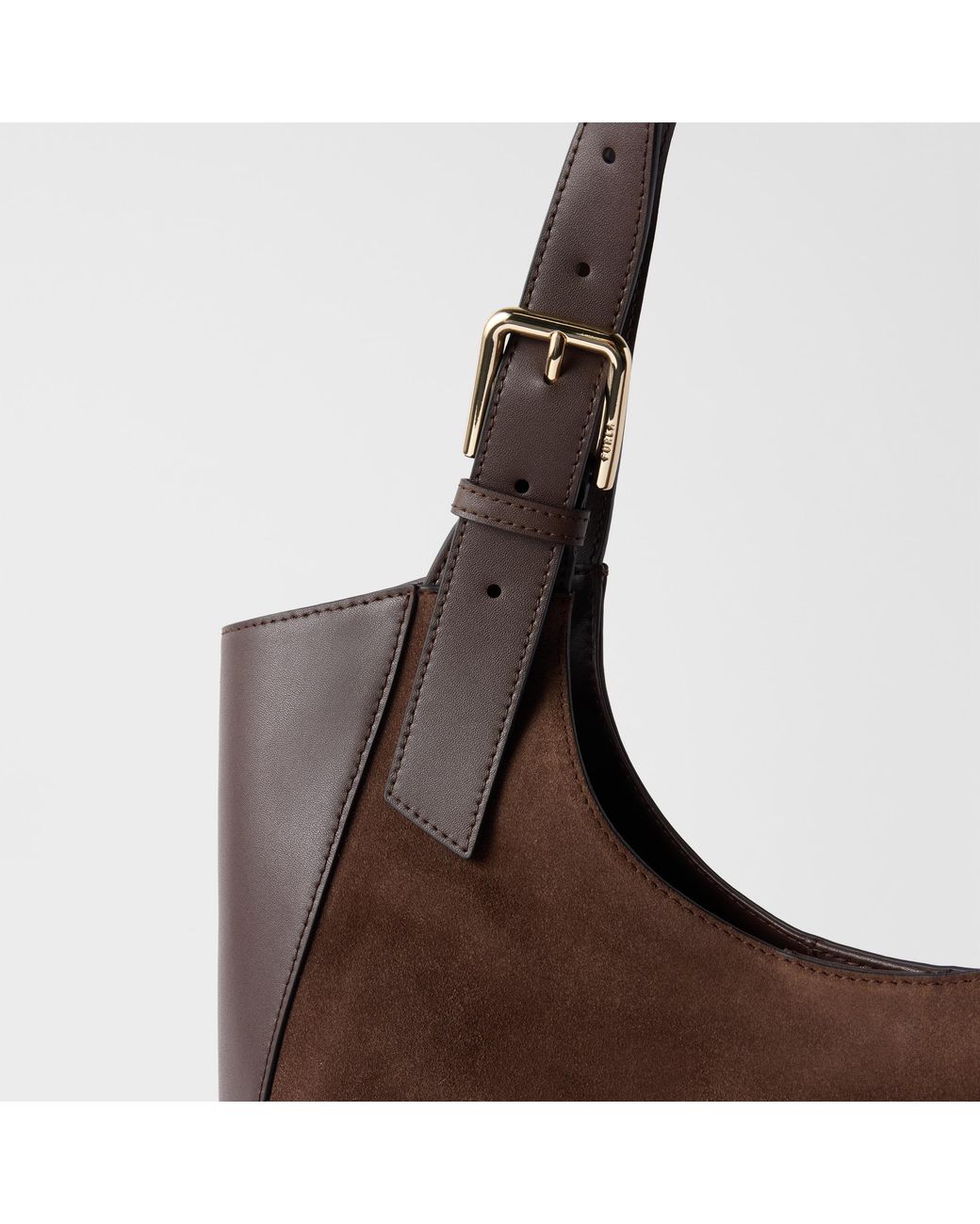 Furla Brown Dora Tote Toni Cioccolato Suede + Sidney Calf Leather
