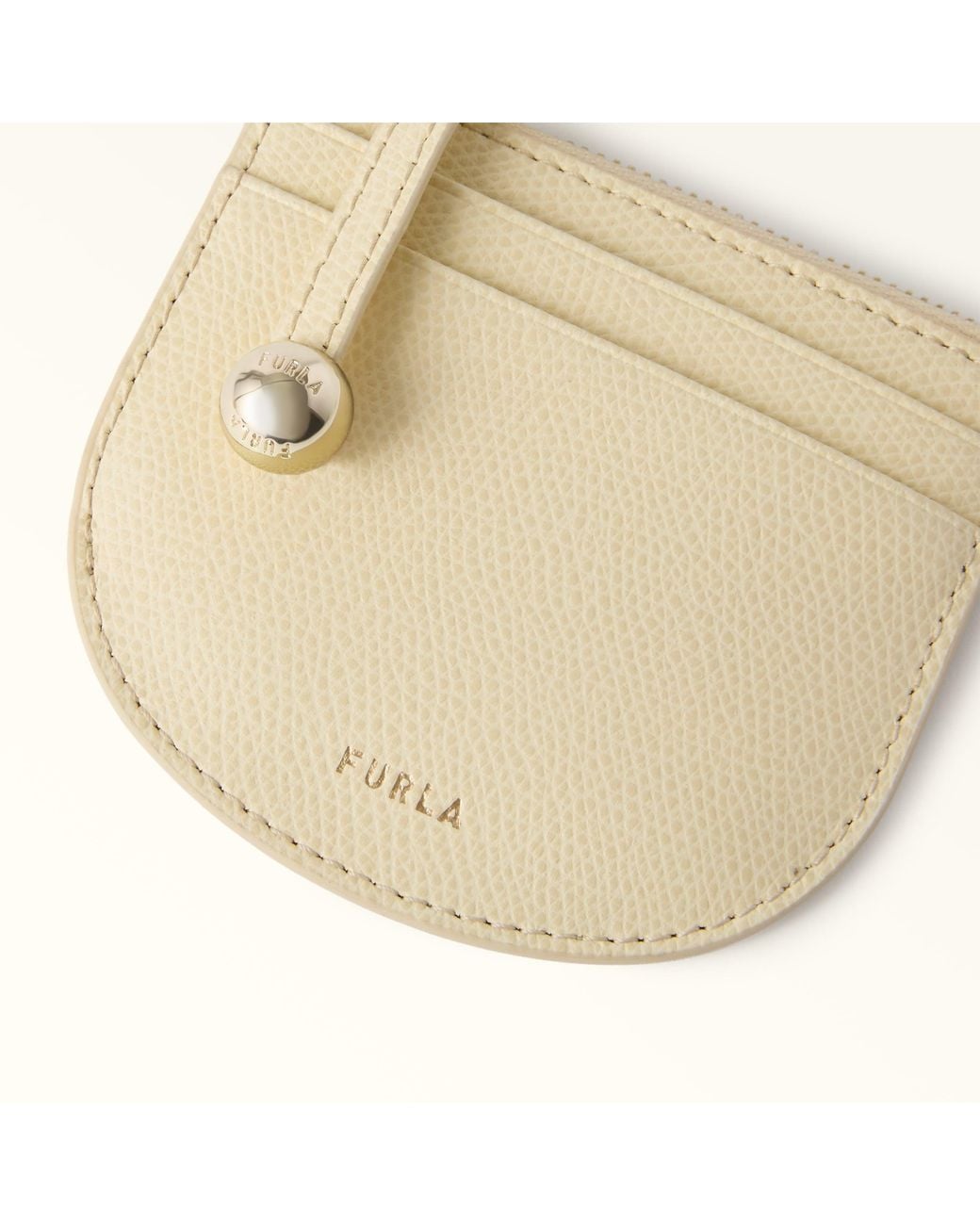 Furla Natural Laura Card Case Cremino Textured Leather