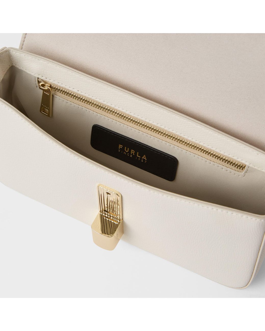 Furla White Iride Crossbody Panna Textured Leather