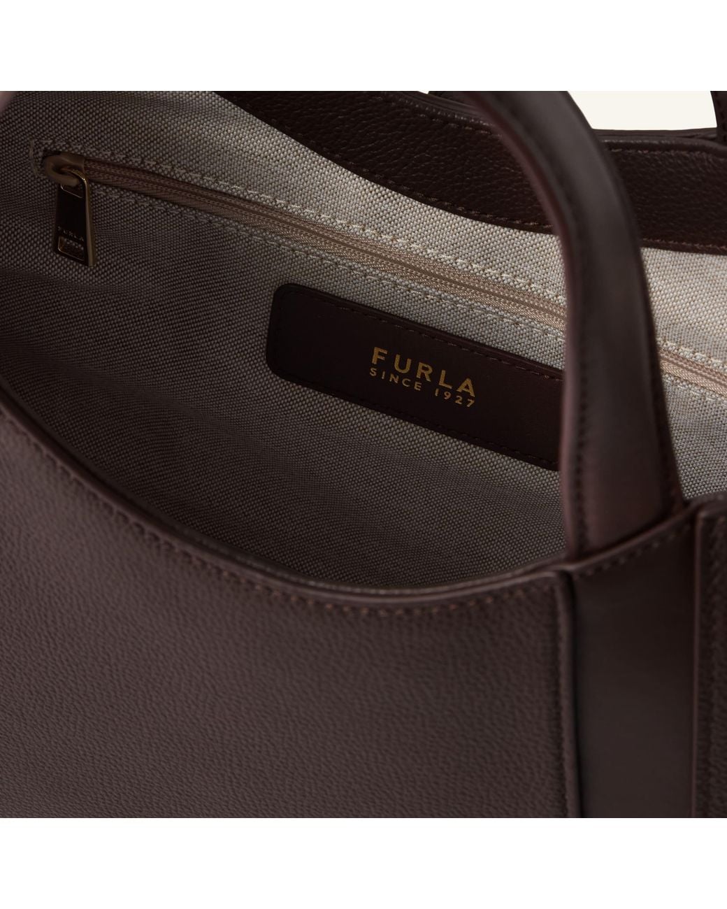 Furla Brown Goccia Tote Cioccolato Night Calf Leather + Sidney Calf Leather