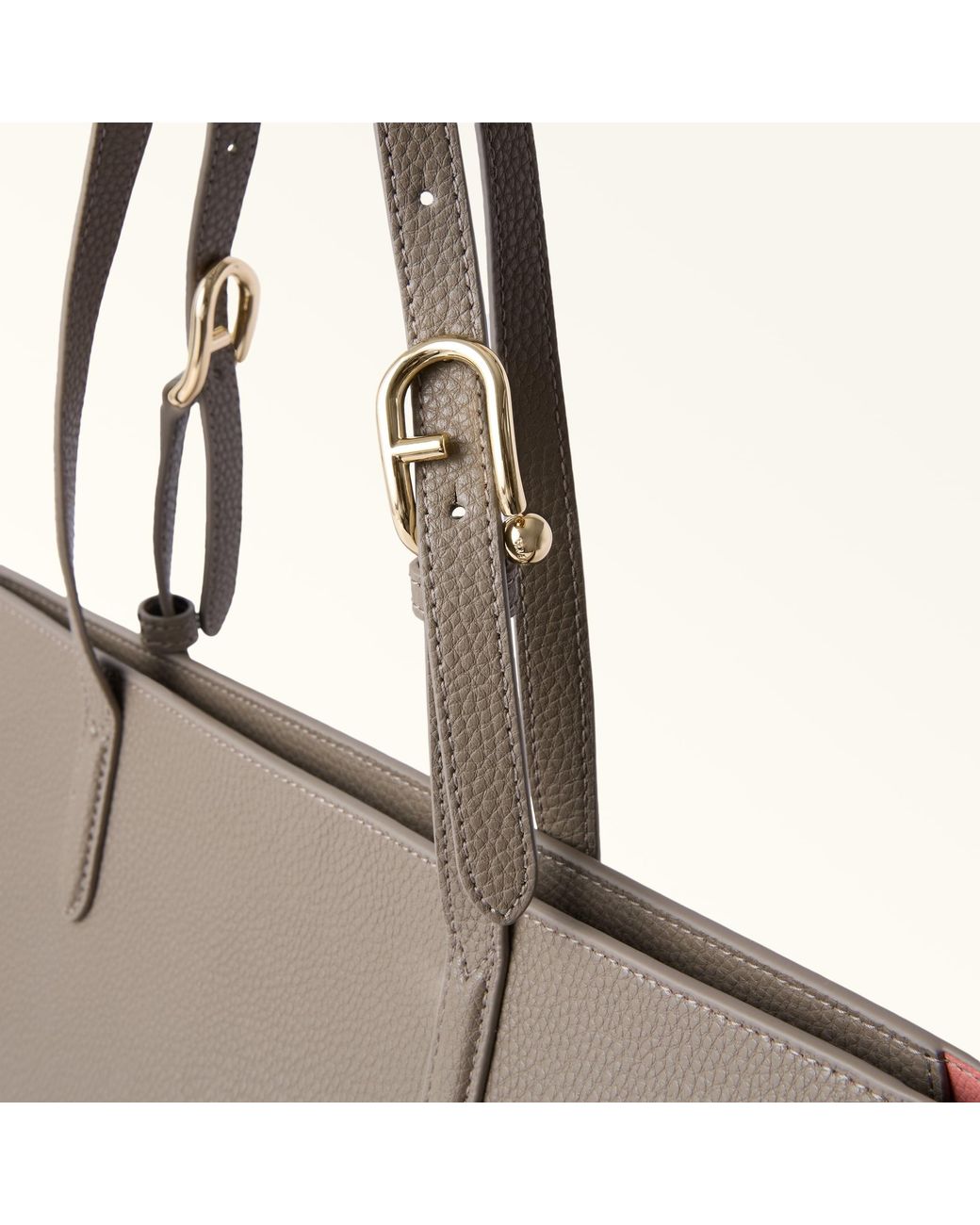 Furla Gray Ava Tote Muddy Double Pebble Calf Leather