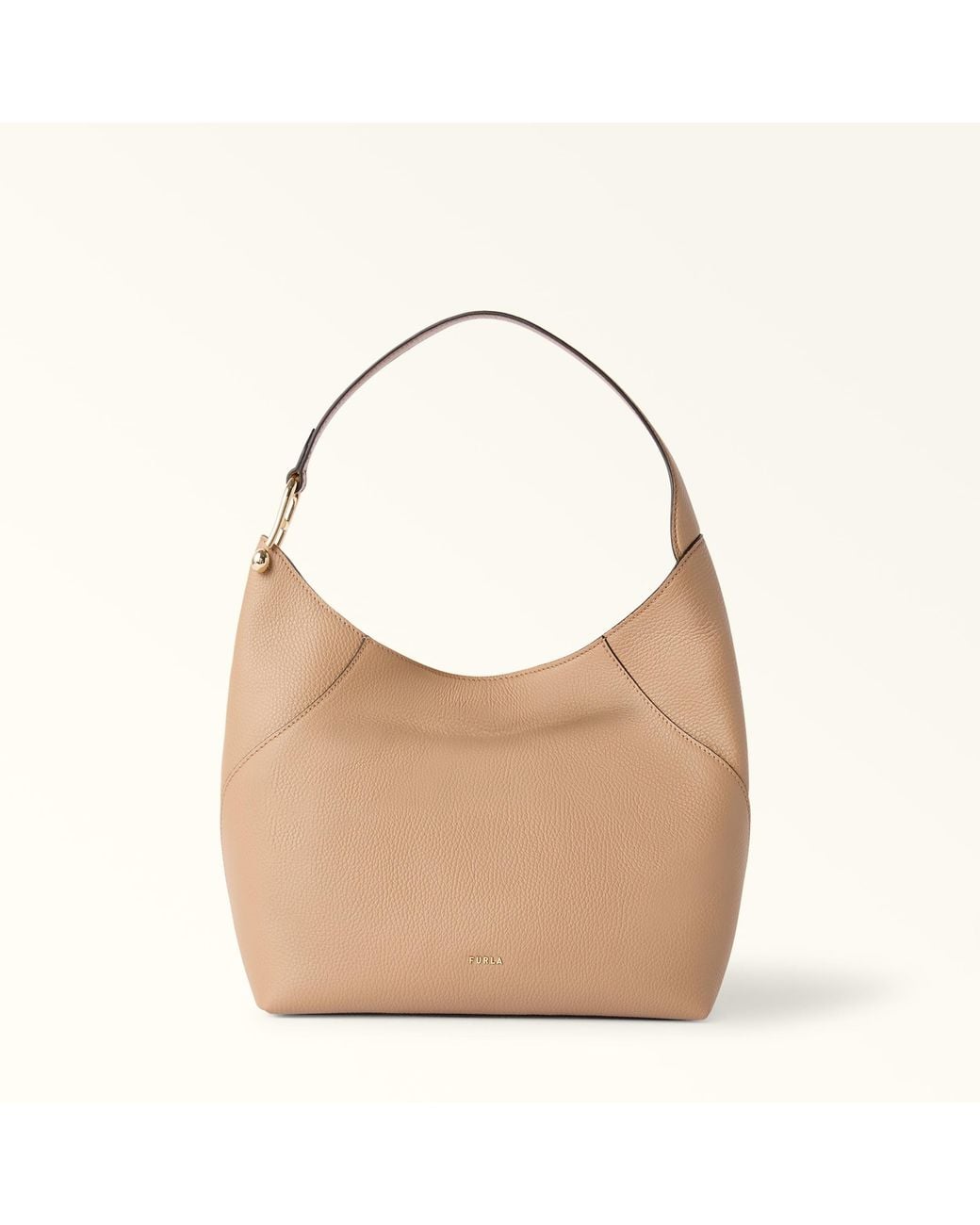 Furla Natural Lara Shoulder Bag Deserto Grained Calf Leather
