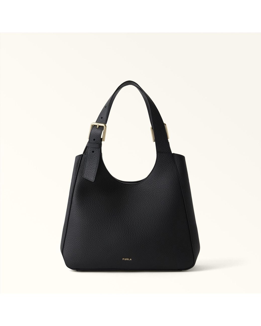Furla Black Dora Tote Nero Nisos Double Grained Leather