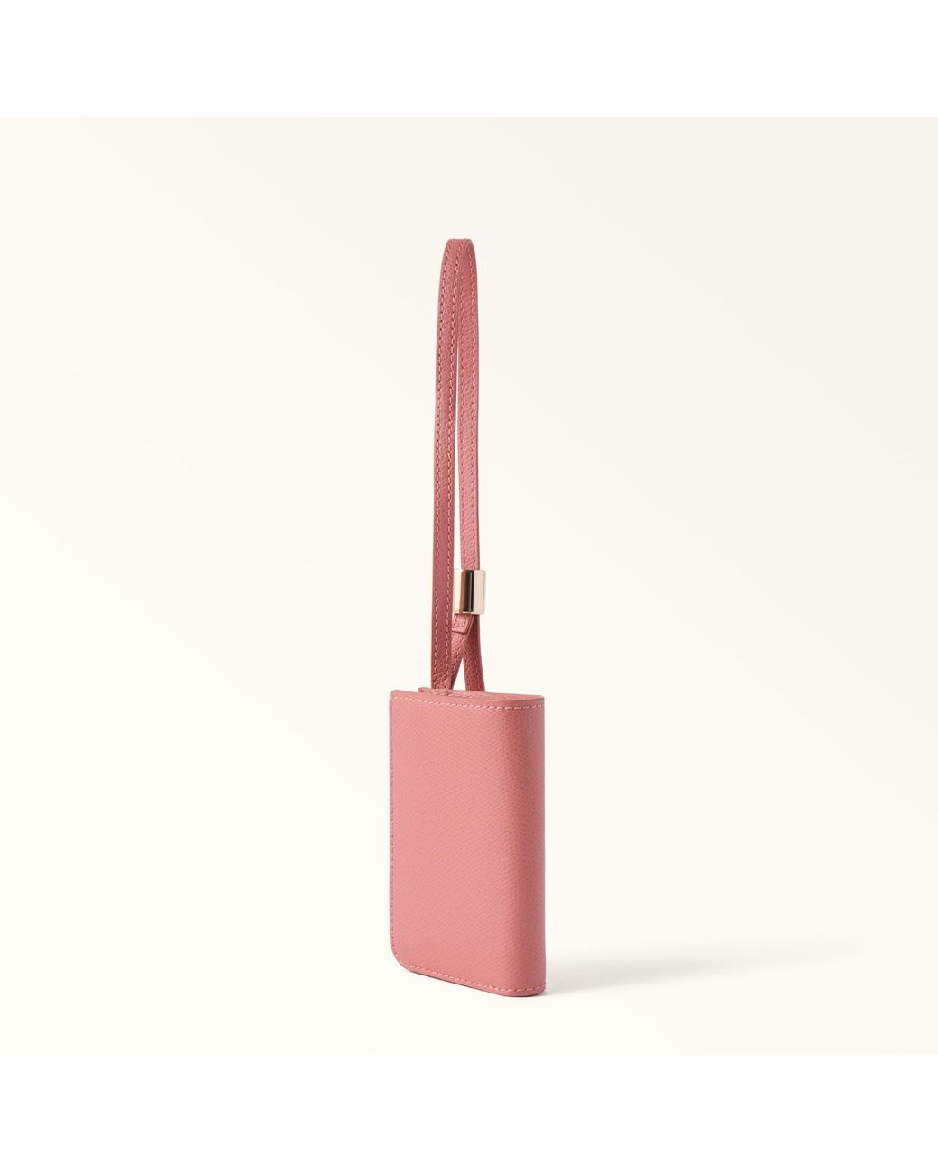 Furla Pink Laura Card Case Rosewood Textured Leather