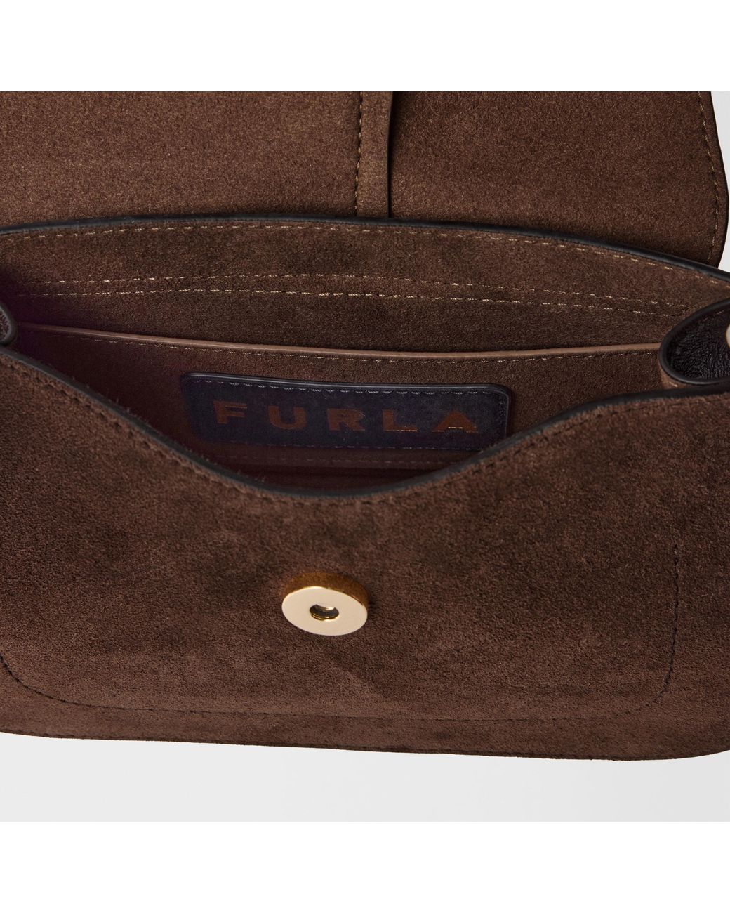 Furla Brown Flow Top Handle Mini Toni Cioccolato Suede + Claris Lux Calf Leather