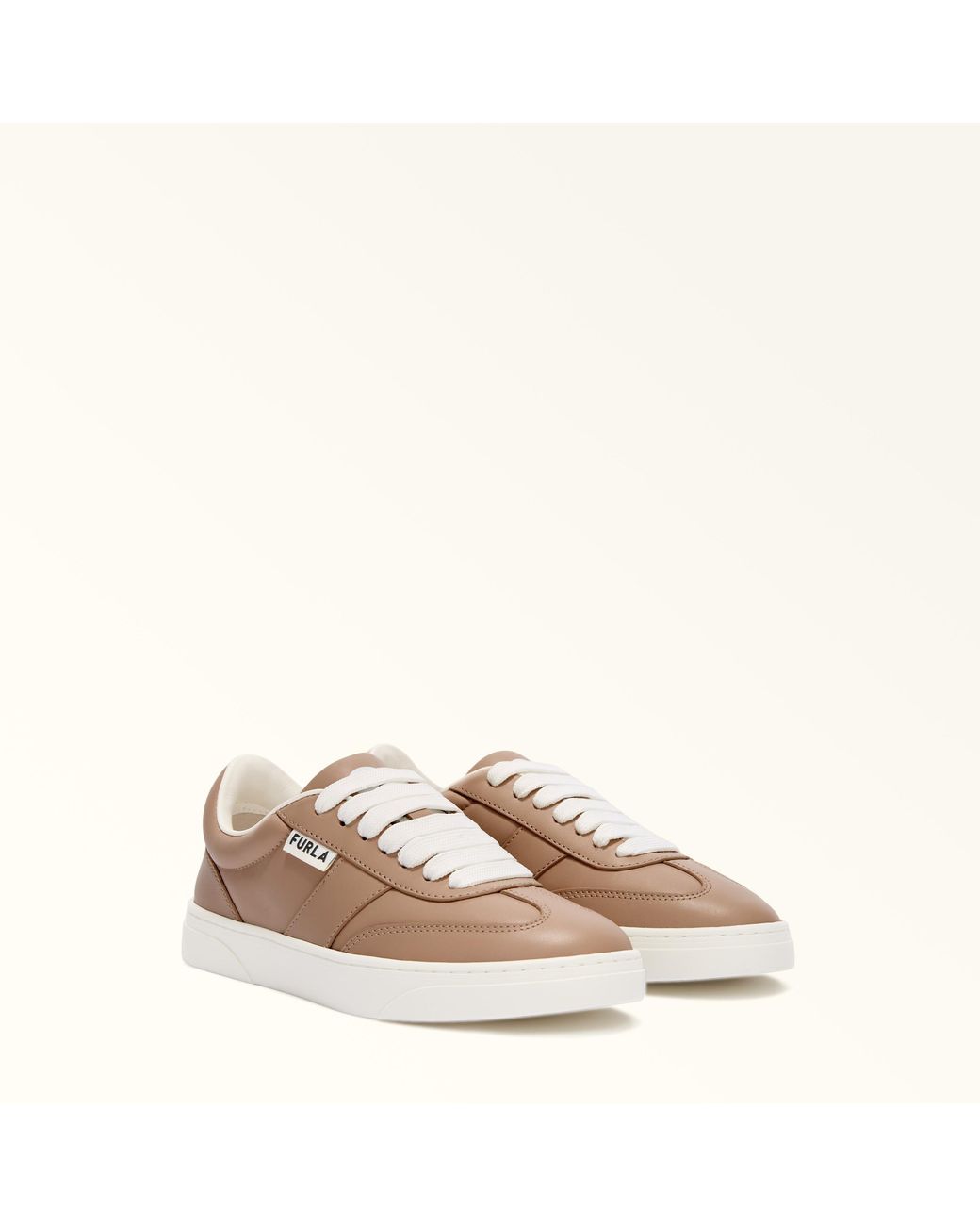 Furla Natural Step Sneakers Greige Smooth Leather