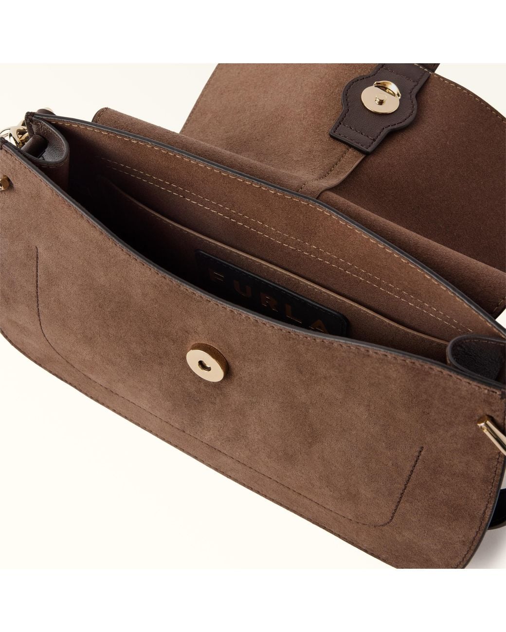 Furla Brown Flow Top Handle Toni Cioccolato Suede + Claris Lux Calf Leather