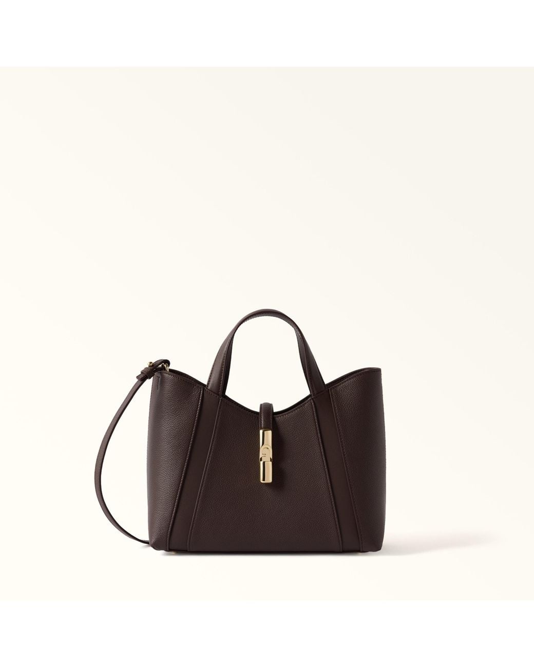 Furla Brown Goccia Tote Cioccolato Night Calf Leather + Sidney Calf Leather