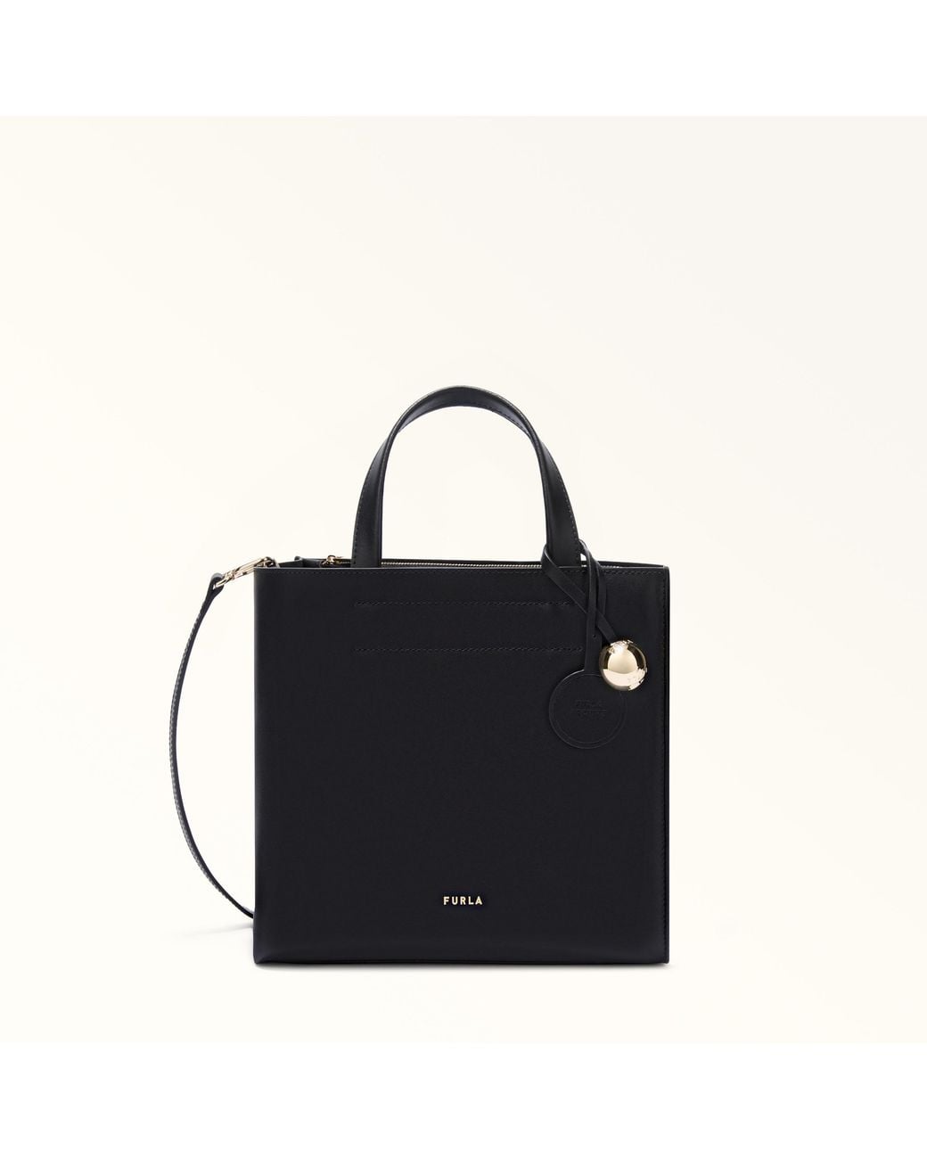 Furla Black Divide It Tote Nero Sidney Calf Leather