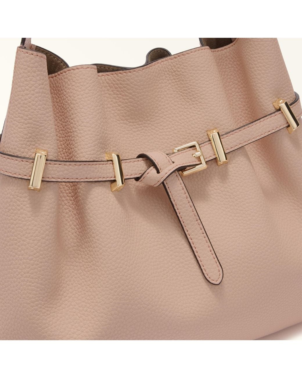 Furla Natural Aura Bucket Bag Anemone Keria Grained Calf Leather