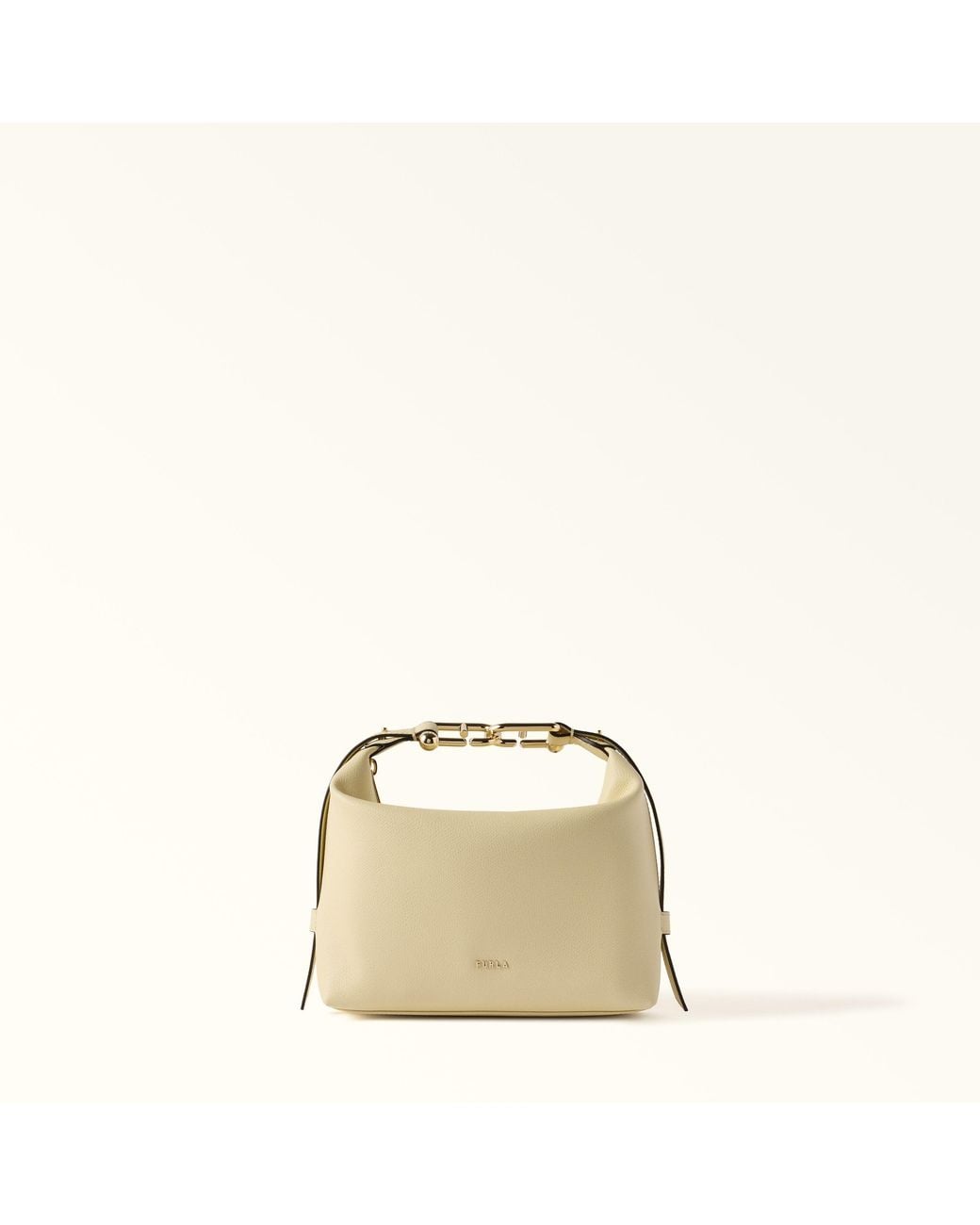 Furla Natural Tonie Shoulder Bag Cremino Ares Soft Textured Leather